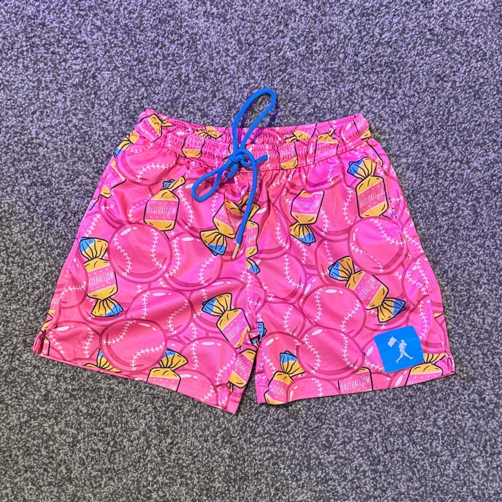Kids Candy Print Shorts with Blue Drawstring